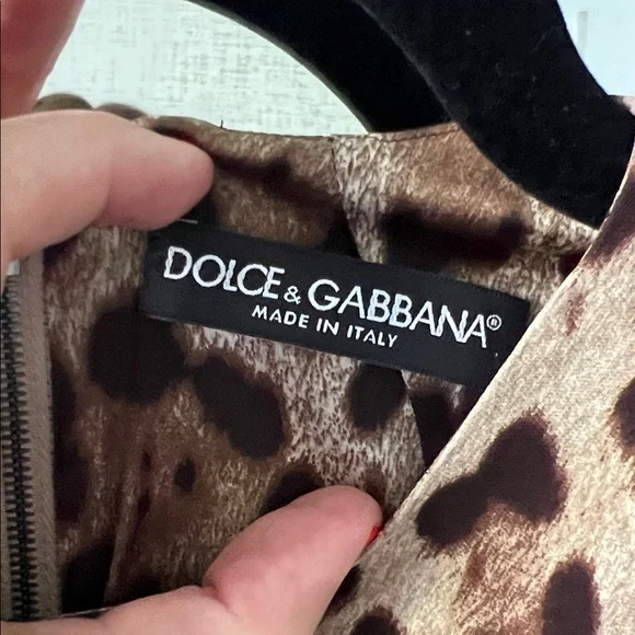 Dolce & Gabbana Leopard Print Long Sleeve Dress